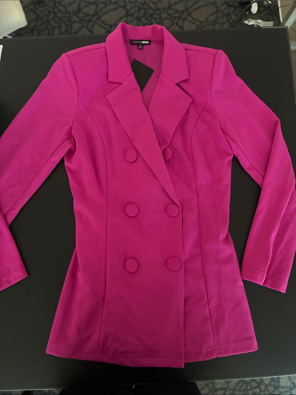 Fashion Nova Women's Double-Breasted Hot Pink Blazer